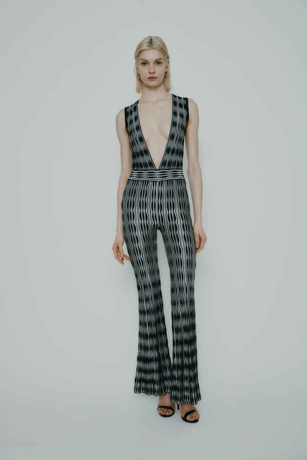 DELIA JUMPSUIT BLACK-WHITE
